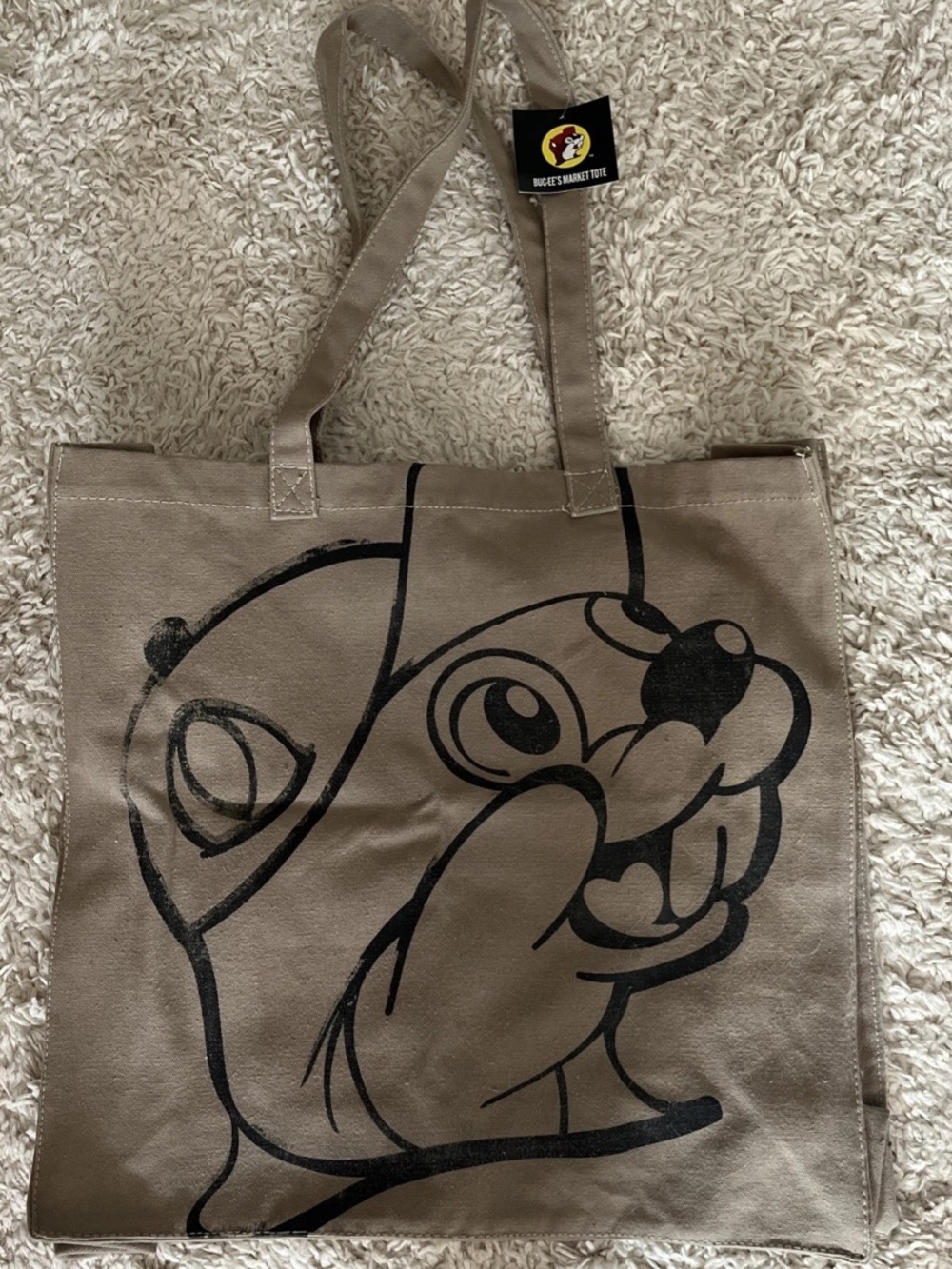 Buc-ee's Market Tote Tan Beaver Heavy Duty Canvas Tote Beach Bag Double Sided